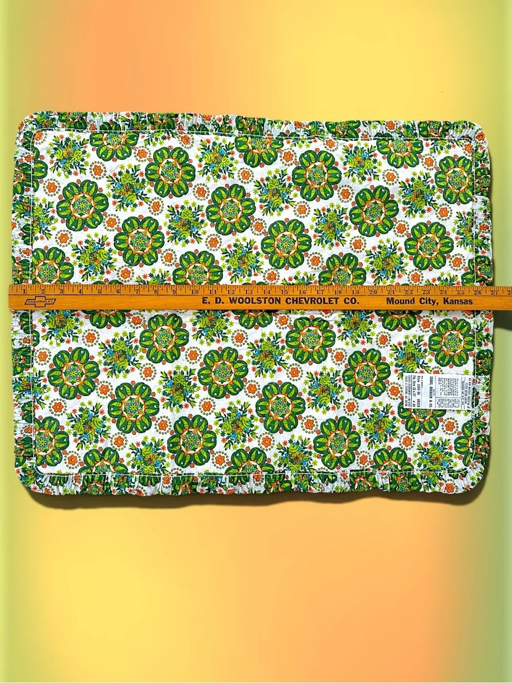 ✨RARE✨Vintage✨Sears Roebuck ✨Green Floral Ruffled Pillow Shams✨